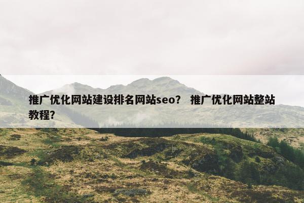 推广优化网站建设排名网站seo？ 推广优化网站整站教程？