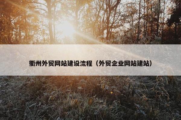 衢州外贸网站建设流程（外贸企业网站建站）