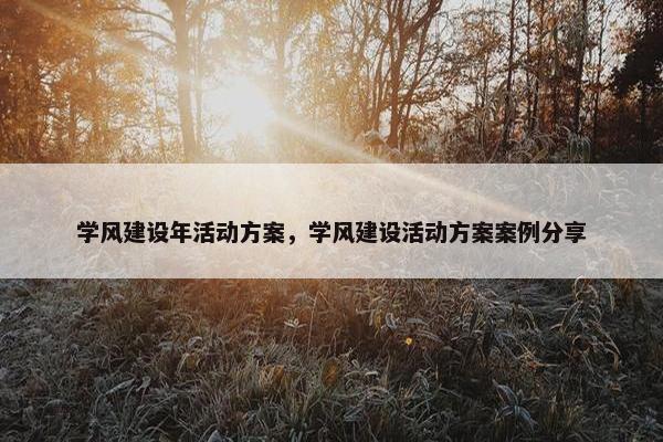 学风建设年活动方案，学风建设活动方案案例分享