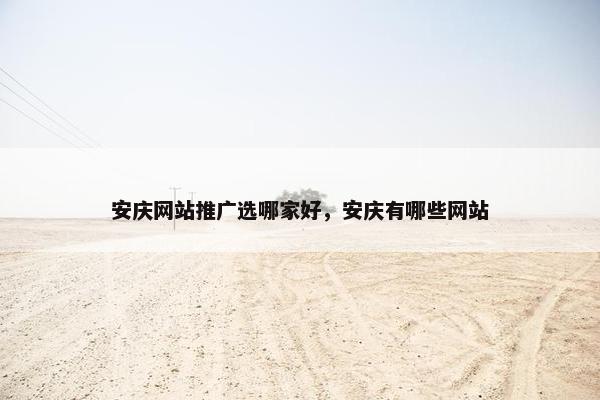 安庆网站推广选哪家好，安庆有哪些网站