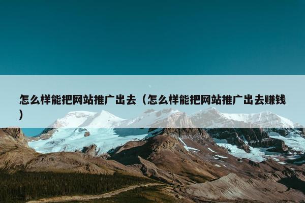 怎么样能把网站推广出去（怎么样能把网站推广出去赚钱）