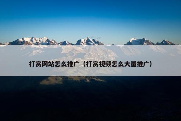 打赏网站怎么推广（打赏视频怎么大量推广）