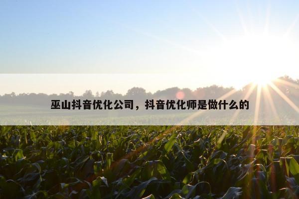 巫山抖音优化公司，抖音优化师是做什么的