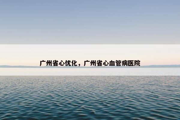 广州省心优化，广州省心血管病医院