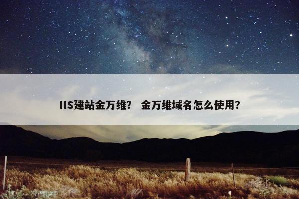 IIS建站金万维？ 金万维域名怎么使用？