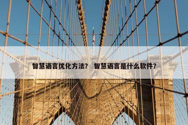 智慧语言优化方法？ 智慧语言是什么软件？