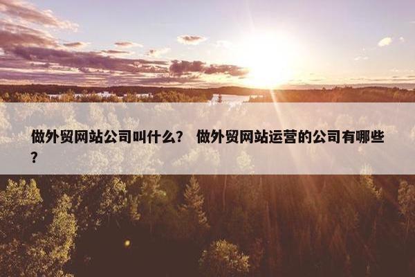 做外贸网站公司叫什么？ 做外贸网站运营的公司有哪些？