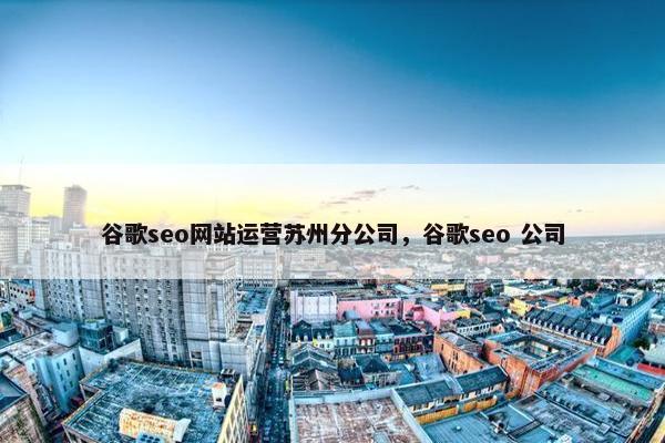 谷歌seo网站运营苏州分公司，谷歌seo 公司