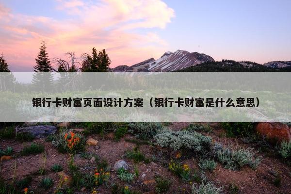 银行卡财富页面设计方案（银行卡财富是什么意思）