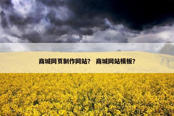 商城网页制作网站？ 商城网站模板？