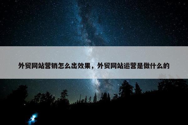 外贸网站营销怎么出效果，外贸网站运营是做什么的