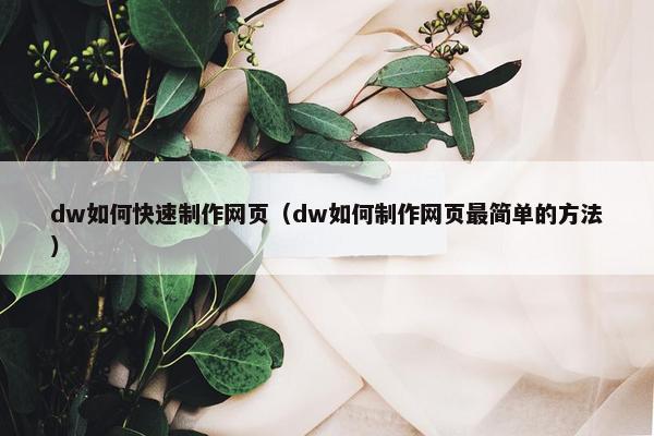 dw如何快速制作网页（dw如何制作网页最简单的方法）