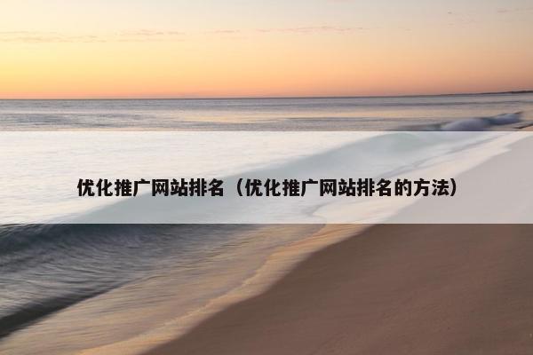 优化推广网站排名（优化推广网站排名的方法）