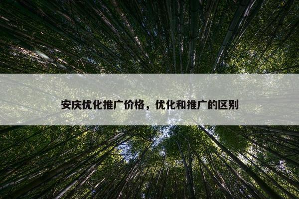 安庆优化推广价格，优化和推广的区别