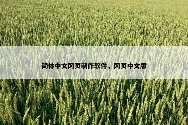 简体中文网页制作软件，网页中文版