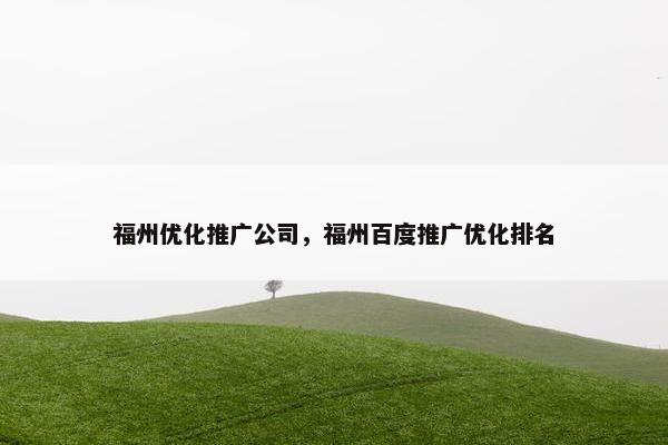福州优化推广公司，福州百度推广优化排名