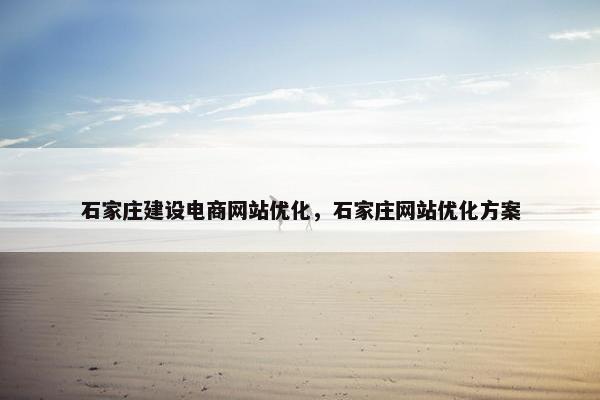石家庄建设电商网站优化，石家庄网站优化方案