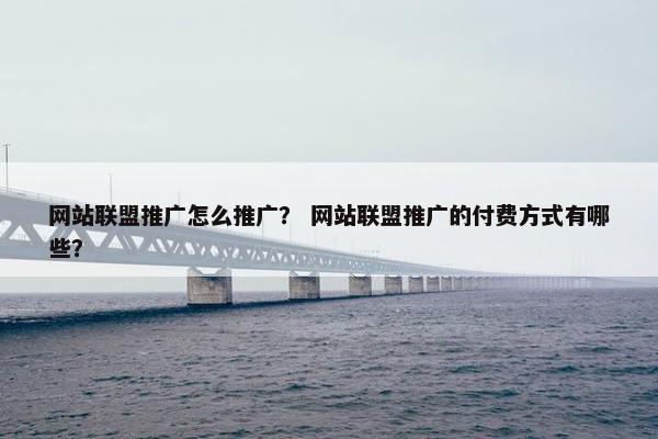 网站联盟推广怎么推广？ 网站联盟推广的付费方式有哪些？