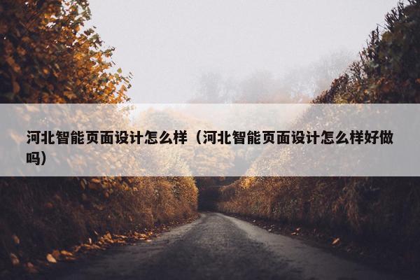 河北智能页面设计怎么样(河北智能页面设计怎么样好做吗)