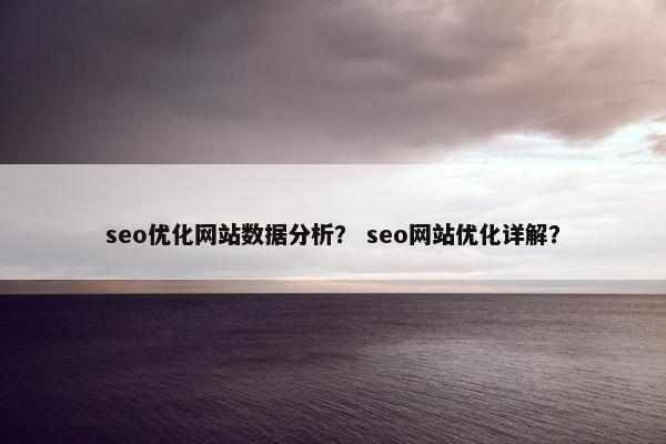 seo优化网站数据分析？ seo网站优化详解？
