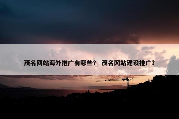 茂名网站海外推广有哪些？ 茂名网站建设推广？