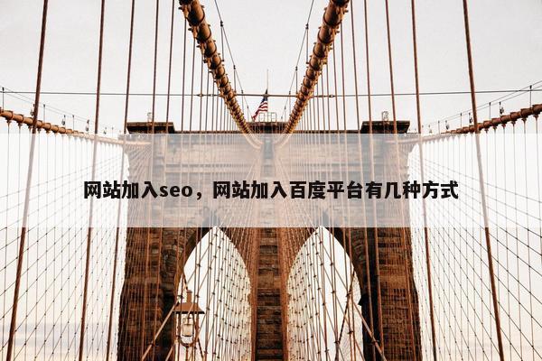 网站加入seo，网站加入百度平台有几种方式