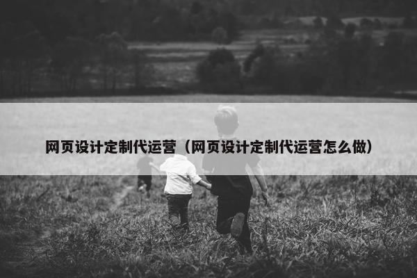 网页设计定制代运营（网页设计定制代运营怎么做）