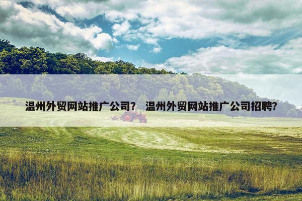温州外贸网站推广公司？ 温州外贸网站推广公司招聘？