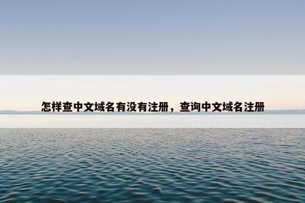 怎样查中文域名有没有注册，查询中文域名注册
