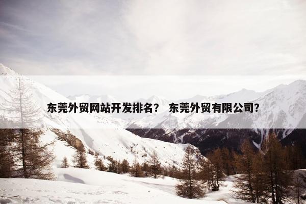 东莞外贸网站开发排名？ 东莞外贸有限公司？