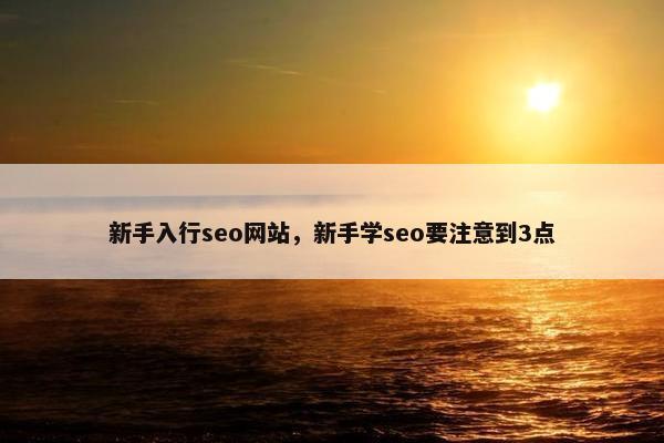 新手入行seo网站，新手学seo要注意到3点