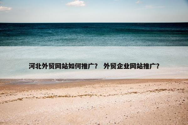 河北外贸网站如何推广？ 外贸企业网站推广？