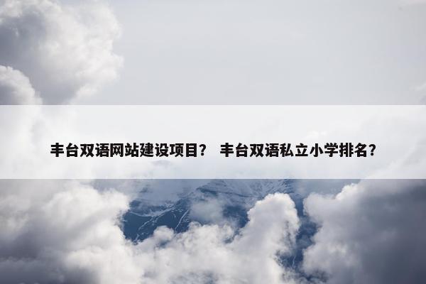 丰台双语网站建设项目？ 丰台双语私立小学排名？