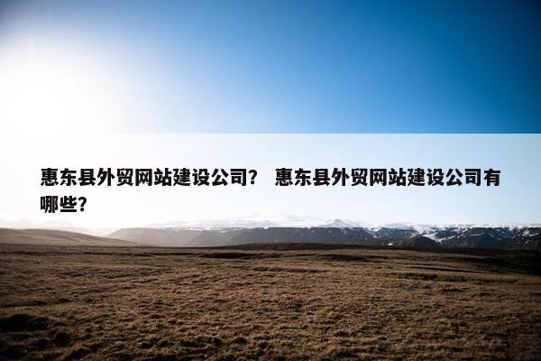 惠东县外贸网站建设公司？ 惠东县外贸网站建设公司有哪些？