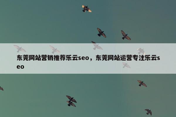 东莞网站营销推荐乐云seo，东莞网站运营专注乐云seo