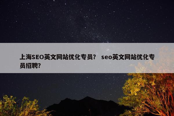 上海SEO英文网站优化专员？ seo英文网站优化专员招聘？