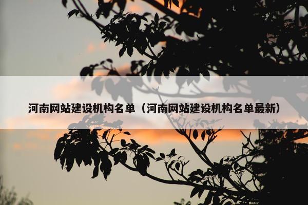 河南网站建设机构名单（河南网站建设机构名单最新）