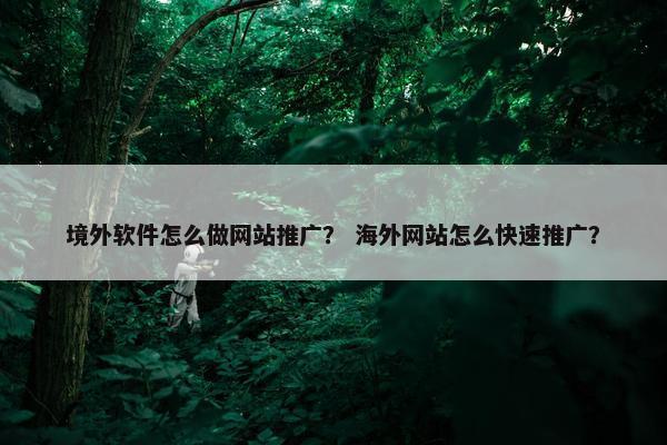 境外软件怎么做网站推广？ 海外网站怎么快速推广？