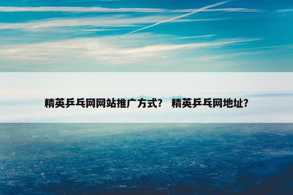 精英乒乓网网站推广方式？ 精英乒乓网地址？