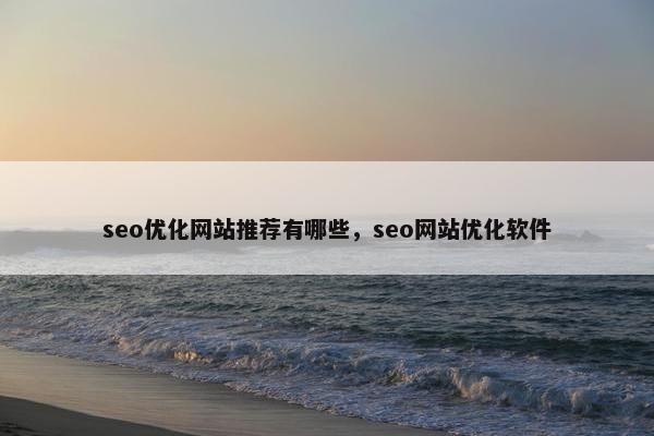 seo优化网站推荐有哪些，seo网站优化软件
