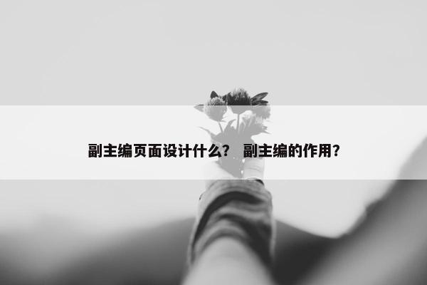副主编页面设计什么？ 副主编的作用？