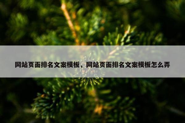 网站页面排名文案模板，网站页面排名文案模板怎么弄