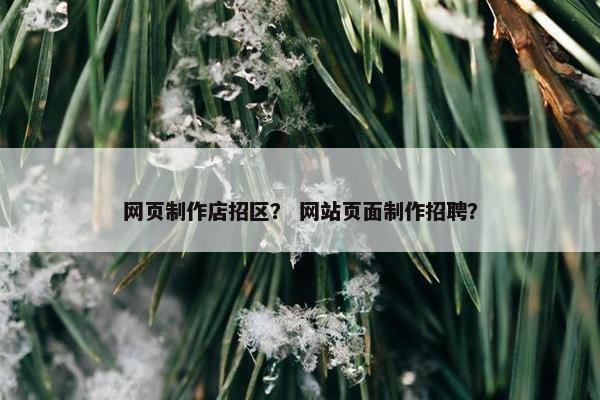 网页制作店招区？ 网站页面制作招聘？