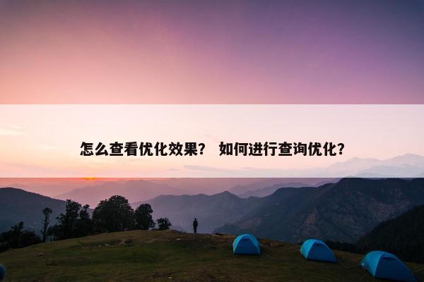 怎么查看优化效果？ 如何进行查询优化？