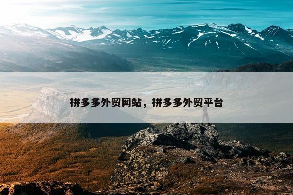 拼多多外贸网站，拼多多外贸平台