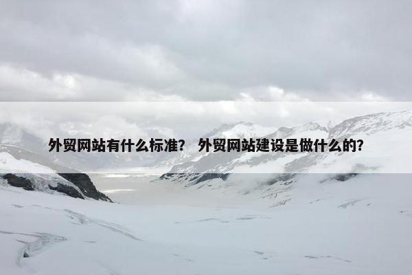外贸网站有什么标准? 外贸网站建设是做什么的?