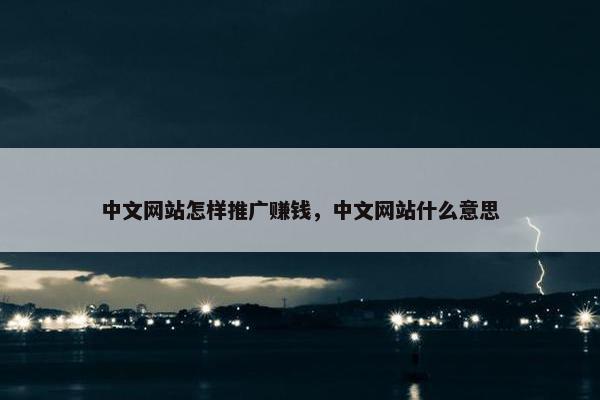 中文网站怎样推广赚钱,中文网站什么意思
