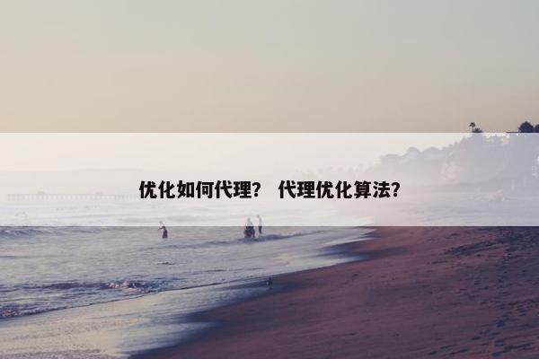 优化如何代理？ 代理优化算法？