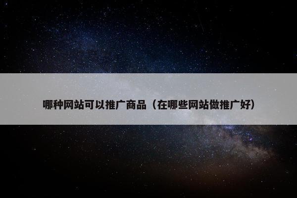 哪种网站可以推广商品（在哪些网站做推广好）