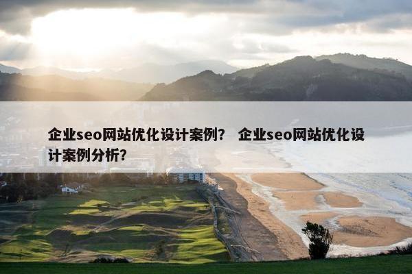企业seo网站优化设计案例? 企业seo网站优化设计案例分析?